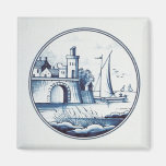 Dutch traditional blue tile fridge magnet