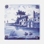 Dutch traditional blue tile fridge magnets