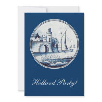 Dutch traditional blue tile custom invite