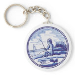 Dutch traditional blue tile keychains