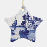 Dutch traditional blue tile christmas tree ornament