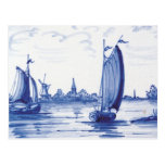 Dutch traditional blue tile postcard