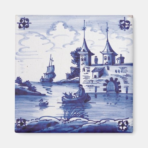 Dutch traditional blue tile refrigerator magnets