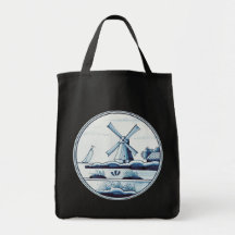 Dutch traditional blue tile tote bags