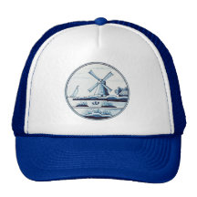 Dutch traditional blue tile trucker hat