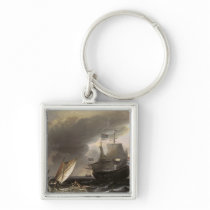 Dutch Vessels on a Stormy Sea c. 1690 Keychains