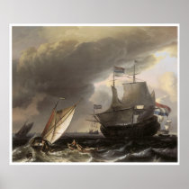Dutch Vessels on a Stormy Sea c. 1690 Print