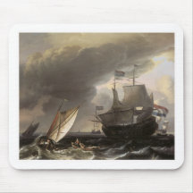 Dutch Vessels on a Story Sea 1690 Mouse Pads