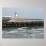 Dutch Windmill on Dike at Sea Photo Poster Art posters