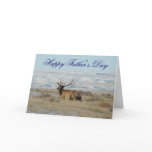 E0022 Bull Elk snowy hills Greeting Card