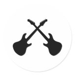 E Guitars Crossed Round Sticker