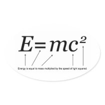 E=MC2 Einstein's Theory of Relativity Oval Stickers