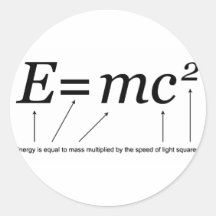 E=MC2 Einstein's Theory of Relativity Round Stickers