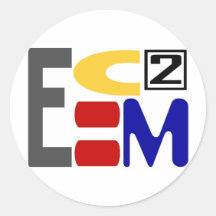 E=MC2 ROUND STICKER
