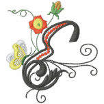 E monogram floral butterfly embroidery ladies polo