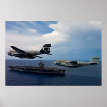 EA-6B Prowlers flyover over the USS Enterprise Print