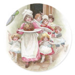 Eager for Plum Pudding Vintage Christmas Round Stickers