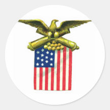 Eagle Flag and Cannons Round Stickers