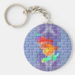 Eagle graffiti on brick wall key chain