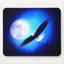 Eagle in Flight & Full Moon Mouse Pad