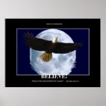 Eagle & Moon "Believe!" Motivational Art Print