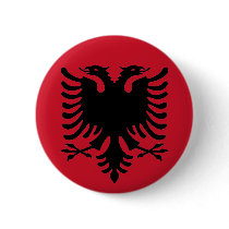 Eagle Of Albania Flag Black On A Red Button Badge