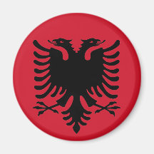 Eagle Of Albania Flag Black On A Red Fridge Magnet