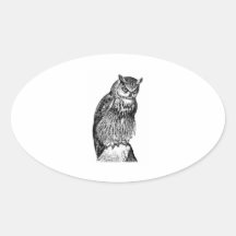 Eagle Owl Vintage Wood Engraving Sticker