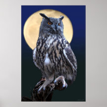 Eagle Owl Watercolor Poster