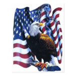 Eagle with American flag Postcards