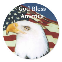 Eagle with flag, God Bless America Stickers