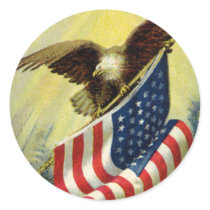 Eagle with Flag Round Stickers