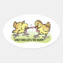 Early Bird Gets The Worm Oval Sticker