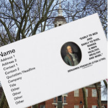 Early To Bed Early To Rise Benjamin Franklin Quote Business Cards
