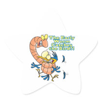 early worm catches the bird funny cartoon star stickers