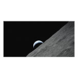 Earth Crescent Rising above Moon's Surface photo cards