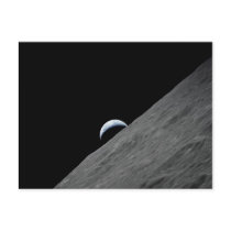 Earth Crescent Rising above Moon's Surface Post Cards