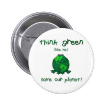 Earth Day Environmental Frog Pinback Button