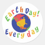 Earth Day Everyday Round Stickers