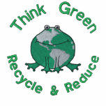 Earth Day Green Frog Recycle Environmental embroidered shirts