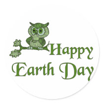 Earth Day Owl Round Sticker