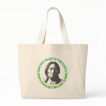 Earth does not belong to man tote bag