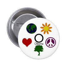 Earth, Flower, Peace, Tree, Love, Obama Button