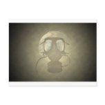 Earth wearing a gas mask postcards