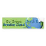 EarthDay: Go Green, Breathe Clean! bumper stickers
