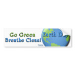 EarthDay: Go Green, Breathe Clean! bumper stickers