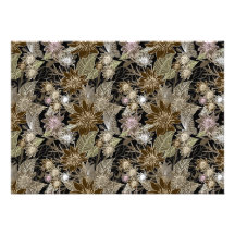 Earthtone Tropical Flowers, Leaves & Butterflies Personalized Invitations