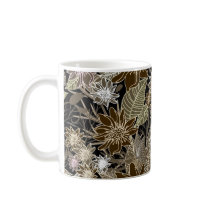 Earthtone Tropical Flowers, Leaves & Butterflies Coffee Mugs