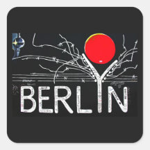 East Side Gallery, Berlin Wall, Barbed Wire/Red Su Square Sticker