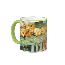 Easter Antique PostCard Girl Baby Chicks Mug